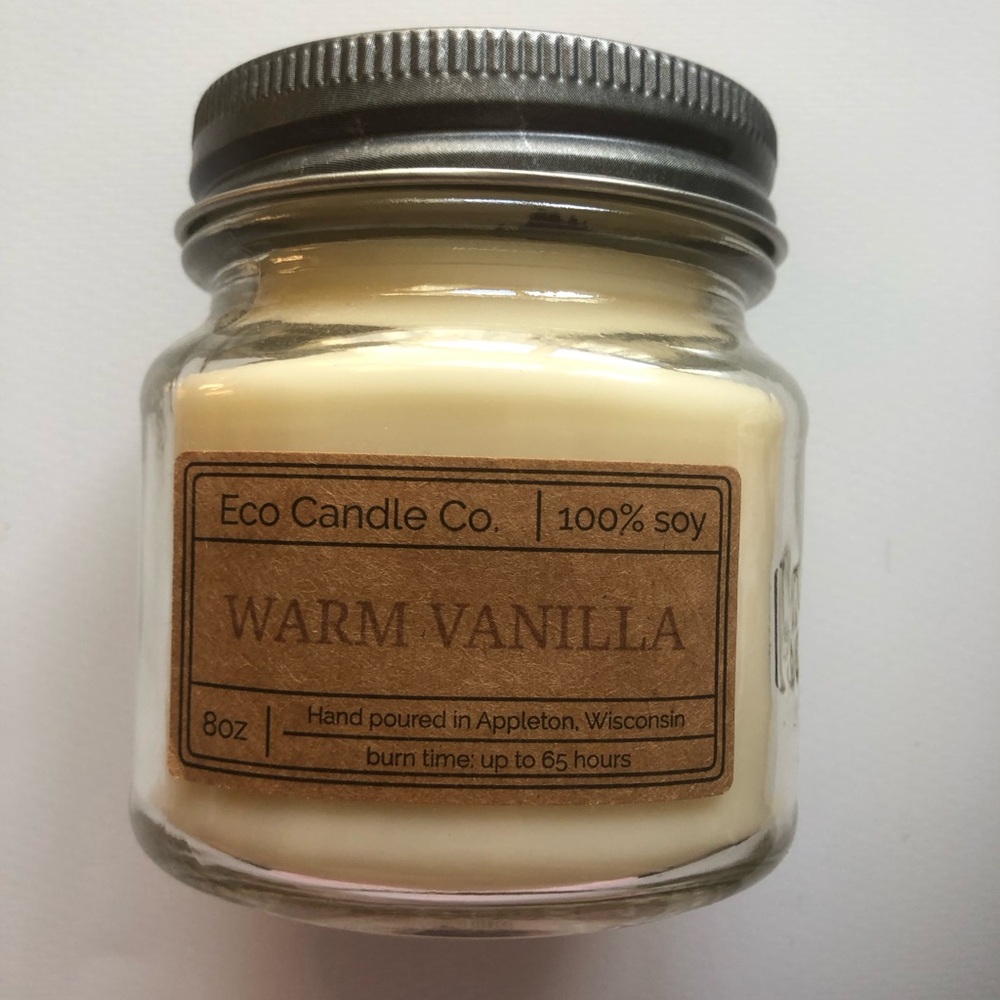 100% soy Eco Candle Co. Warm Vanilla Soy Candle - Cream